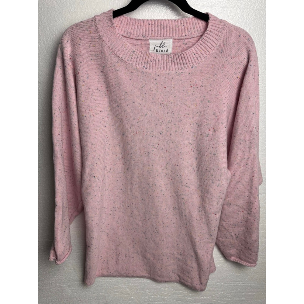 Fable & Ford Pink Multi-color Speckled Crew Neck Sweater size Large